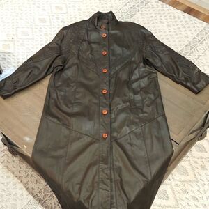 Vintage Pelle 80s 90s Leather Trench Coat Sz S